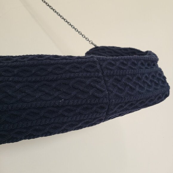 WEEKEND MaxMara Pasticcino Knit Kiss Lock 2-Way Shoulder Bag Blue Navy - Picture 10 of 10